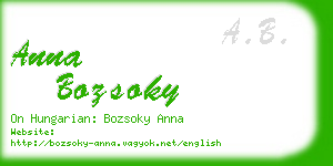 anna bozsoky business card